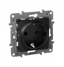 Etika Антрацит Розетка с заземлением со шторками, винтовые клеммы, 16А, 250 В  672622  Legrand