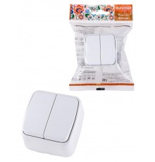 Выключатель 2-кл. открытой установки IP20 10А, белый "Дача" Народная  SQ1824-0002  TDM