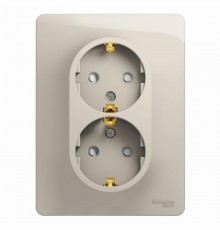 Glossa Молочный Розетка 2-ая с заземлением со шторками (в сборе)  GSL000926  SE