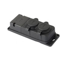 Роз. двухмест. с защит. крышками каучуковая 230В 2P+PE 16A IP44 EKF PRO   RPS-018-16-230-44-r   EKF