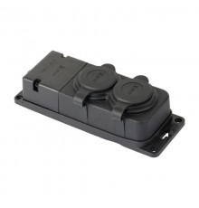 Роз. двухмест. с защит. крышками каучуковая 230В 2P+PE 16A IP44 EKF PRO   RPS-018-16-230-44-r   EKF