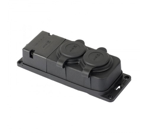 Роз. двухмест. с защит. крышками каучуковая 230В 2P+PE 16A IP44 EKF PRO   RPS-018-16-230-44-r   EKF