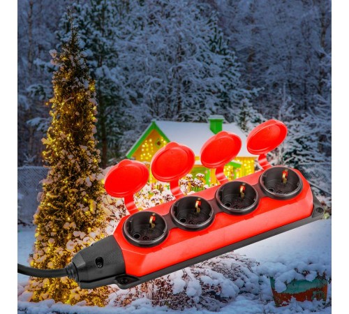 Удлинитель силовой UK-4e-3x1,5-30m-IP44(KG) с заземлением 4 розетки каучук 30м КГ 3х1,5мм2 IP44  Б0057588  ЭРА