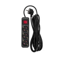 Удлинитель STANDARD 3 гнезда, 5м, 3х1,0мм, с/з, с выключателем, черный  13-4020  REXANT