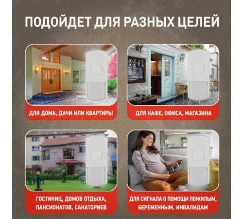 Звонок  ЭРА C27-2 беспроводной, два динамика (нов.упак)  Б0018969  ЭРА