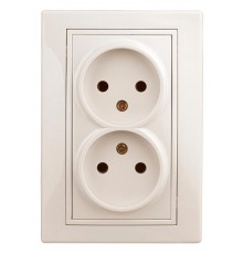 1-204-02 Intro Розетка 2х2P, 16А-250В, IP20, СУ, Plano, сл.кость  Б0027614  Intro