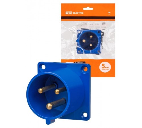 Вилка 623 скрытая 2Р+РЕ 32А 220В IP44  SQ0607-0004  TDM