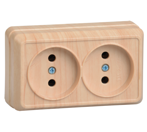 ОКТАВА сосна Розетка 2-местная О/У б/з 10А РС22-2-ОС  ERO20-K03-10-DC  GENERICA