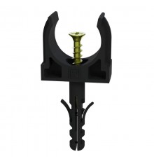 Крепеж-клипса с дюбелем и саморезом черная д16 (100шт/1500шт уп/кор)  PR13.0219  Промрукав