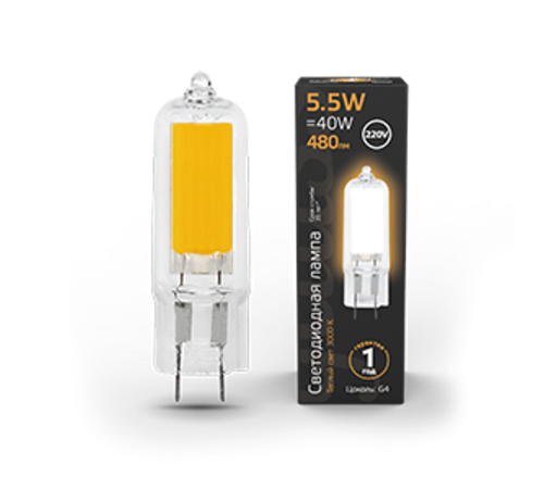 Лампа светодиодная LED G4 AC220-240V 5.5W 480lm3000K Glass  107807105  Gauss