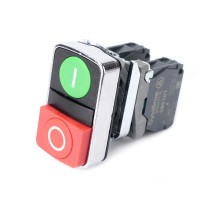 Кнопка SB4 двойная в сборе модульная 22мм зеленая "I"+красная "O" металл  SB4BL73415  SE