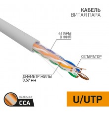 Кабель UTP  4PR  23AWG  CAT6   305м  CCA  01-0047-3  PROconnect