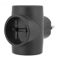 Тройник электрический 6-10 А без заземления черный  11-1076  REXANT