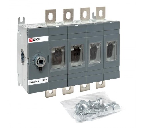 Рубильник 200A 4P без рукоятки управления TwinBlock  tb-s-200-4p  EKF