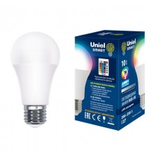 Лампа светодиодная LED-A60-10W/RGB/E27/REG PLS21WH LED с ИК сенсором. "груша", мат.. RGB свет. Пульт ДУ (н/к)  UL-00006530  Uniel