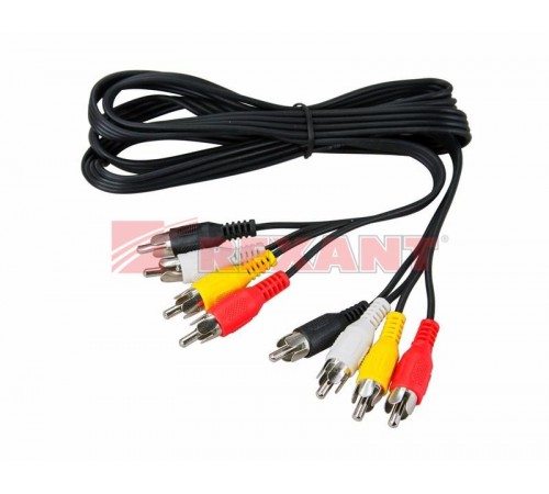 Шнур 4 RCA - 4 RCA, длина 1 метр, черный  17-0301  REXANT