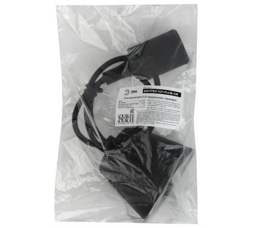 Патрон пластиковый Е27 с подвесом, черный (60/720)  Б0048039  ЭРА