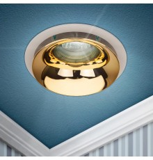Cветильник встраиваемый декоративный KL103 WH/GD MR16 GU5.3 белый золото  Б0056351  ЭРА