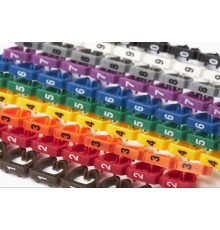 Hyperline MA-55-R Маркеры (клипсы) на кабель, защелкивающиеся D 4-5.5мм, "0"-"9", 10 цветов (100 шт.) 28695Hyperline
