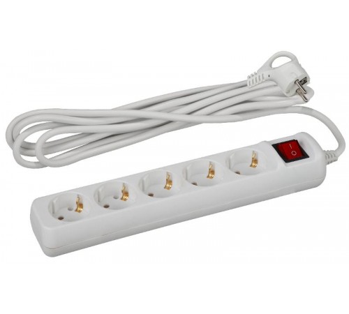 Удлинитель 5 гнезд 3м с/з 16А с выключателем 3x1мм2 U-5es-3m-3x1  ПВС Россия  Б0028382  ЭРА