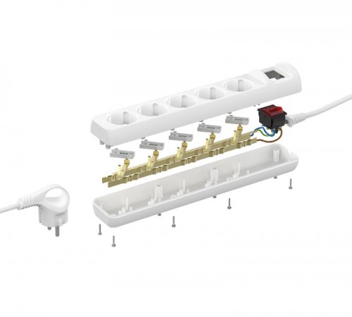 Удлинитель 5 гнезд 3м с/з 16А с выключателем 3x1мм2 U-5es-3m-3x1  ПВС Россия  Б0028382  ЭРА