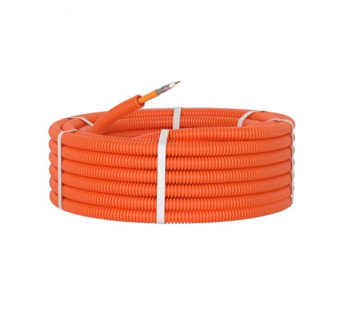 Электротруба ПНД гибкая гофрированная д. 20 мм, цвет оранжевый, с коаксиальным кабелем SAT нг(А)-HF, 50 м  7VE92050  DKC