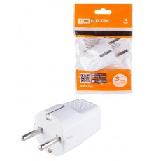 Вилка прямая с/з белая c перфорацией 10А 250В  SQ1806-0197  TDM