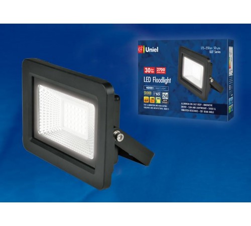 Прожектор светодиодный ULF-F19-30W/4000K IP65 175-250В BLACK 30вт, 4000К, черный  UL-00005152  Uniel