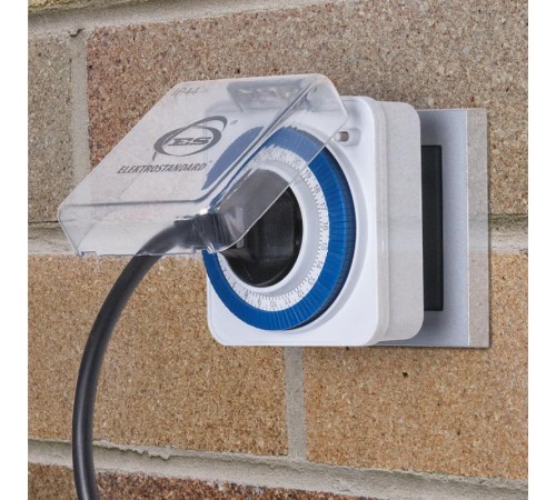 TMH-M-2 16A x1 IP44 Белый розетка-таймер  a026135  Elektrostandard