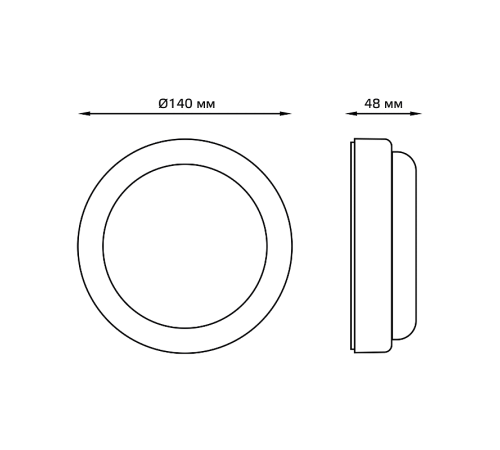 Светильник светодиодный  Elementary IP65 D140*48 12W 1200lm 4000K 175-265V ЖКХ круглый с дежурным режимом и акустическим датчиком 1/40  126411212-DMA