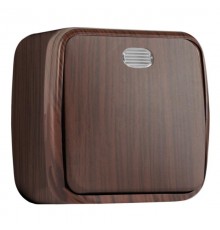 Выключатель 1-клавишный ОП Минск 10А с индикатором тёмное дерево EKF  EGV10-121-40  EKF