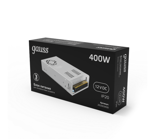 Блок питания для светодиодной ленты LED STRIP PS 400W 12V IP20  202003400  Gauss