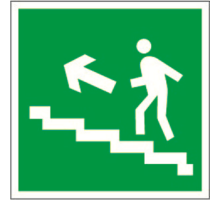 Знак безопасности BL-1515.E16"Напр. к эвакуац. выходу по лестн. вверх (лев.)"  a16797  Белый свет