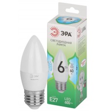 Лампа светодиодная  GREEN LINE LED B35-6W-840-E27 GL E27 6 Вт свеча яркий белый свет  Б0067132  ЭРА