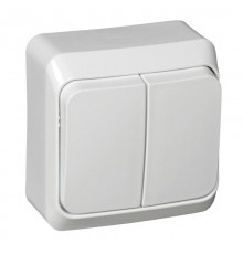 Этюд Белый О/У Выключатель 2-клавишный  BA10-002B  SE