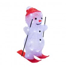 Акриловая светодиодная фигура Снеговик на лыжах 16х20х29 см, 30 светодиодов, батарейки 3хАА (не входят в комплект)  513-325  NEON-NIGHT