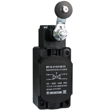 ВП 36-2118П-66 У2, рычаг с пластиковым роликом, 1з+1р, безинерционный, 30х60 мм, 3А, IP66, выключатель путевой  ET010887  Электротехник