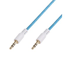 Аудиокабель AUX 3.5 мм в тканевой оплетке 1 м синий  18-4072  REXANT