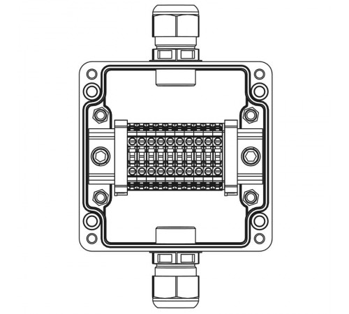 Взрывозащищенная клеммная коробка из полиэстера TBE-P-03-(10xCBC.4)-1xPACMP(A)-1xPACMP(C)1Ex e IIC Т5 Gb / Ex tb IIIC T95°C Db IP66  1231.031.22.1225