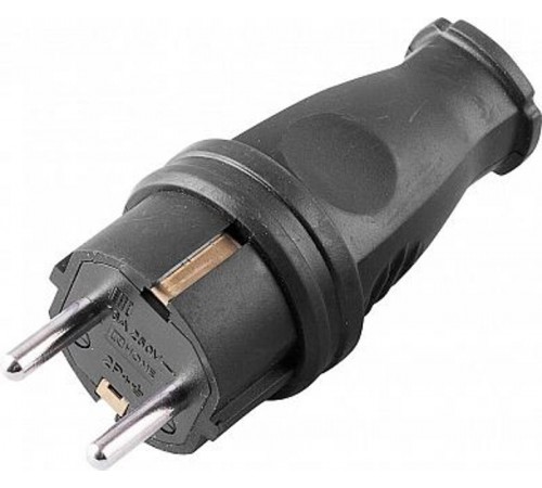 RPG16-21-441 Вилка прямая с/з, каучук 250В, 16A, IP44, серия Одри (В 16-001), черный  32748  STEKKER