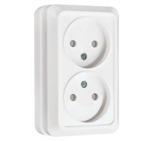 Рим Розетка 2-местная 10А без заземления белая с защ. штор. EKF  ENR10-102-100  EKF