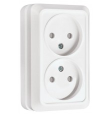 Рим Розетка 2-местная 10А без заземления белая с защ. штор. EKF  ENR10-102-100  EKF