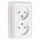 Рим Розетка 2-местная 10А без заземления белая с защ. штор. EKF  ENR10-102-100  EKF