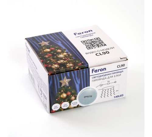Гирлянда елочная  140 диодов  5000K,  CL90   7 веток (2м) + 1.5м зеленый шнур, IP20  32372  FERON