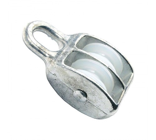 Блок для троса двойной оцинк. (нейлон.шкив) 50мм (1 шт) - ярлык ( 0,265 кг)  112733  Tech-KREP