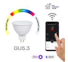 Умная лампа GU5.3 EKF Connect 4,5W WIFI RGBW  slwf-gu-53-rgbw  EKF
