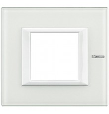 Axolute декоративные накладки прямоугольной формы, Белый, цвет белое стекло, на 2 модуля  HA4802VBB  Legrand