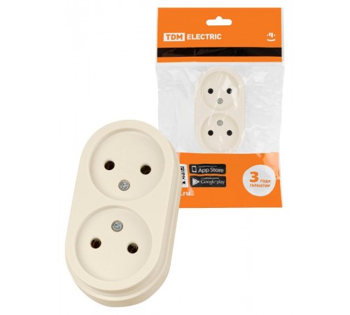 Розетка двойная 2П открытой установки IP20 10А сл. кость "Ретро"  SQ1806-0530  TDM