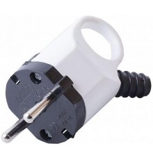 PPG16-40-202 Вилка угловая с ушком с/з, 250В,16A, белый  32849  STEKKER