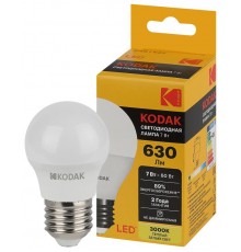 Лампа светодиодная P45-7W-830-E27 7Вт шар теплый белый свет  Б0057614  Kodak